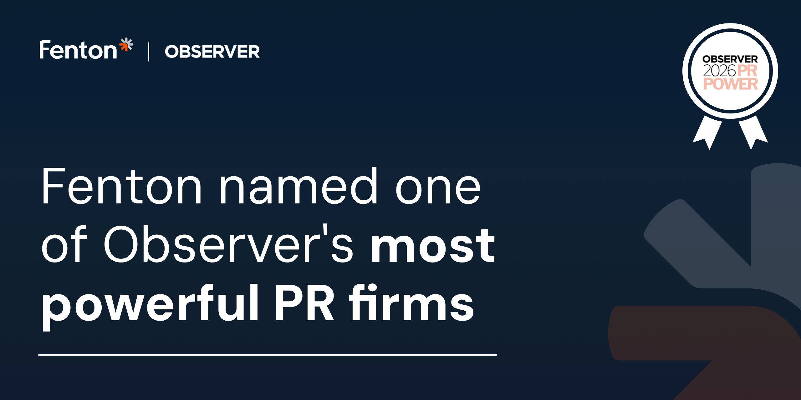 Fenton Named One of the Top PR Firms of 2026 by Observer